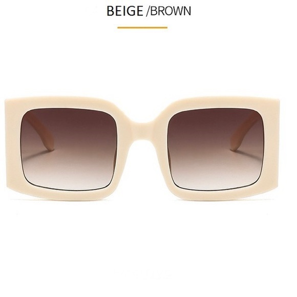 CREAM FRAMES WITH BROWN LENSES-LUXURY TRENDY OVERSIZED SUNNIES NEW‎ - Picture 4 of 6